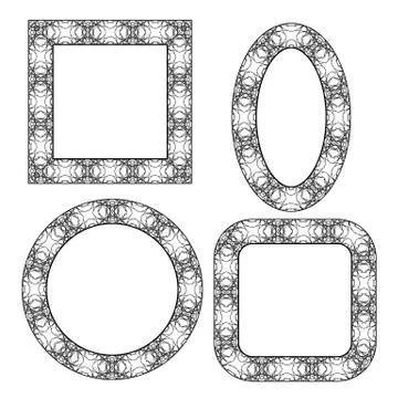 Set of Circle Decorative Frames Stock Illustration