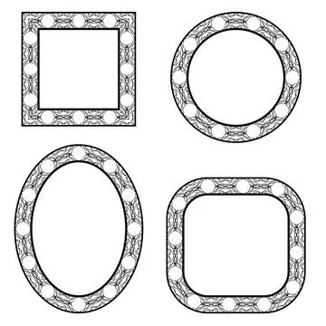 Set of Circle Decorative Frames Set of Circle Decorative Frames Isolated o... Foto stock