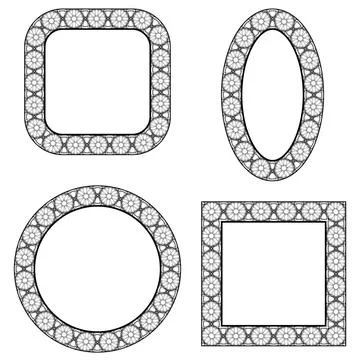 Set of Circle Decorative Frames Set of Circle Decorative Frames Isolated o... Foto stock