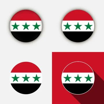 Set of circle different flags of Syria. Vector illustration. Stock Illustration