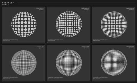 Set of circle dots sphere design template set. Modern digital globe graphic. Stock Illustration