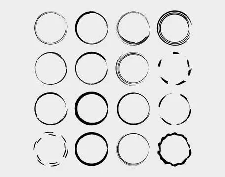 Set of circle frames. Borders collections. Collages elements on white backgro Stock Illustration