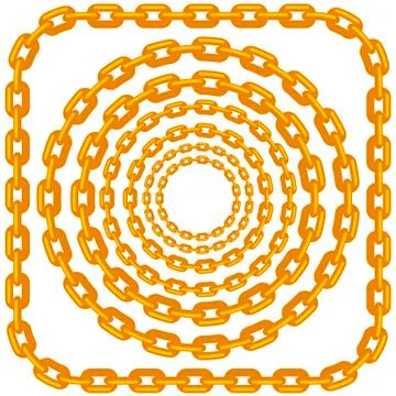 Set of Circle Gold Chain Frames Isolated Stock Illustration