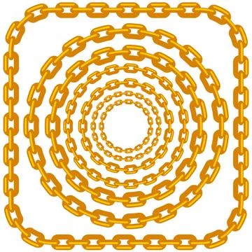 Set of Circle Gold Chain Frames Isolated Set of Circle Gold Chain Frames I... Foto stock