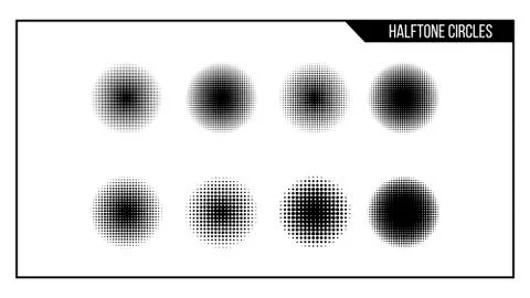 Set of circle halftone. Abstract halftone background. Black circles. Stock Illustration