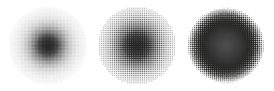 Set of circle halftone Stock Illustration