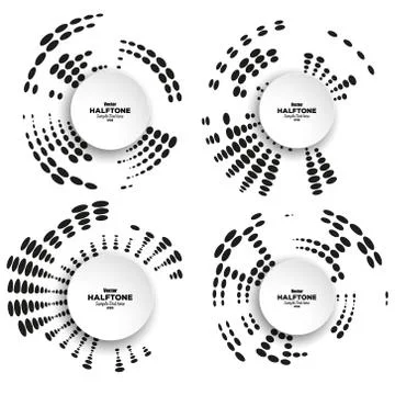 Set of circle halftone vector elements for your design Illustrazione stock