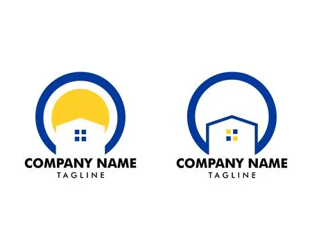 Set of Circle House logo design, Modern Real Estate Logo design Inspiration Ilustración de archivo