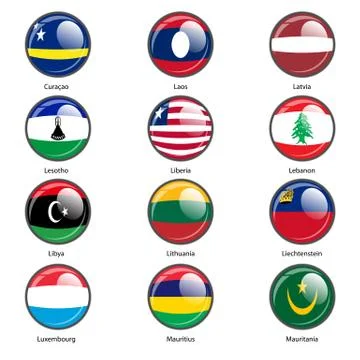 Set circle icon  Flags of world sovereign states. Vector illustration Stock Illustration