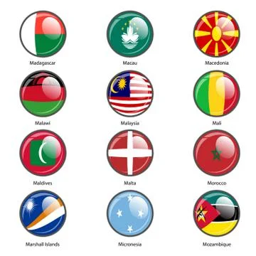Set circle icon  Flags of world sovereign states. Vector illustration Stock Illustration