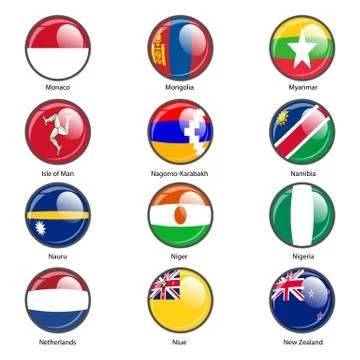 Set circle icon  Flags of world sovereign states. Vector illustration Stock Illustration