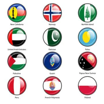 Set circle icon  Flags of world sovereign states. Vector illustration Stock Illustration