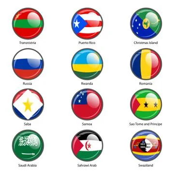Set circle icon  Flags of world sovereign states. Vector illustration Stock Illustration