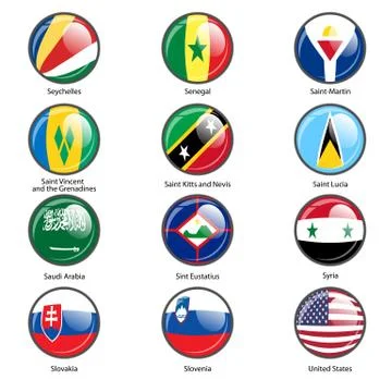 Set circle icon  Flags of world sovereign states. Vector illustration Stock Illustration