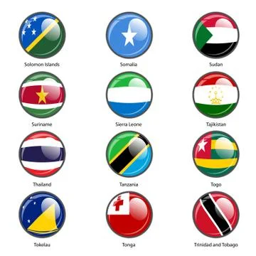 Set circle icon  Flags of world sovereign states. Vector illustration Stock Illustration
