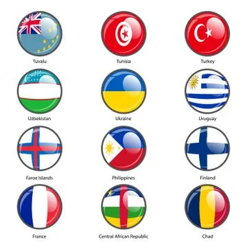 Set circle icon  Flags of world sovereign states. Vector illustration Stock Illustration