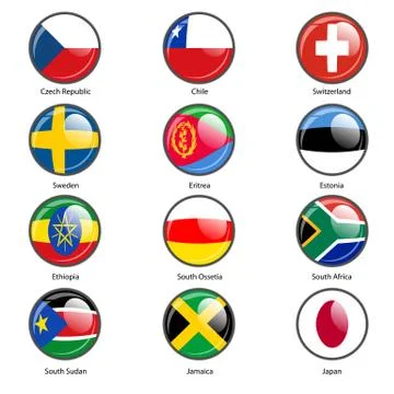 Set circle icon  Flags of world sovereign states. Vector illustration Stock Illustration