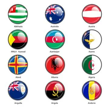 Set circle icon  Flags of world sovereign states. Vector illustration Stock Illustration