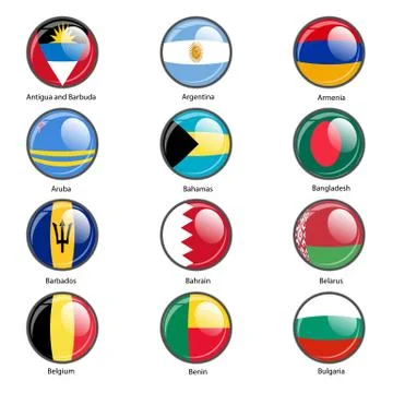 Set circle icon  Flags of world sovereign states. Vector illustration Stock Illustration