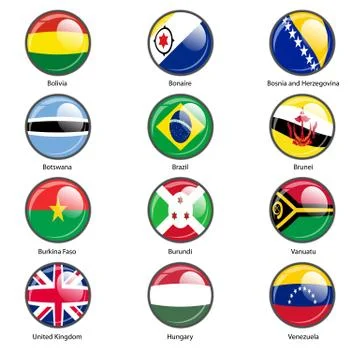 Set circle icon  Flags of world sovereign states. Vector illustration Stock Illustration