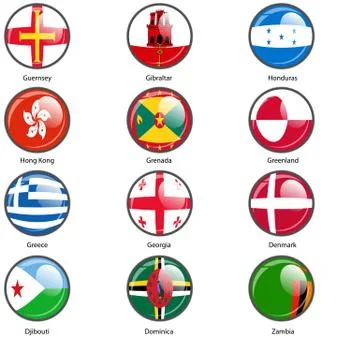 Set circle icon  Flags of world sovereign states. Vector illustration Stock Illustration