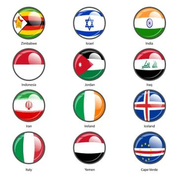 Set circle icon  Flags of world sovereign states. Vector illustration Stock Illustration