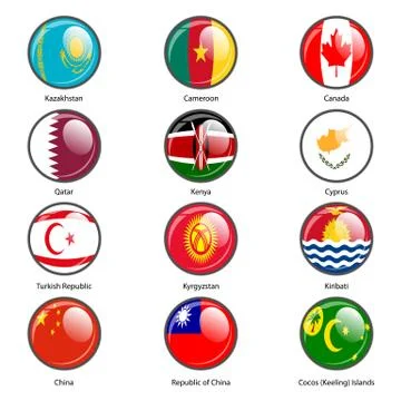 Set circle icon  Flags of world sovereign states. Vector illustration Stock Illustration
