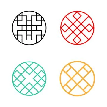 Set of Circle Korean pattern window frame Stock Illustration