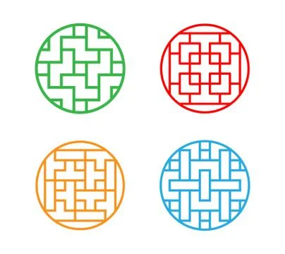 Set of Circle Korean pattern window frame Stock Illustration