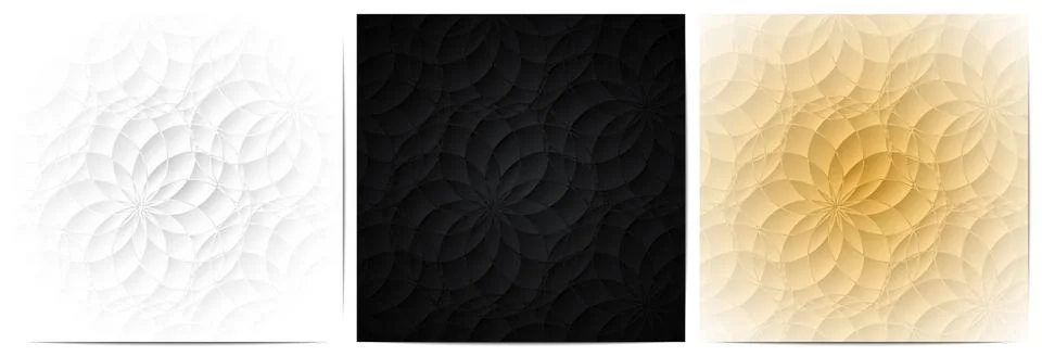 Set of circle lines floral pattern luxury background Stock Illustration