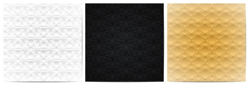 Set of circle lines wave pattern luxury background Stock Illustration