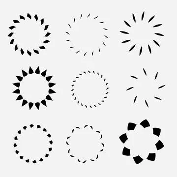 Set of circle made from repeated various shape simple flat vector design Stock Illustration