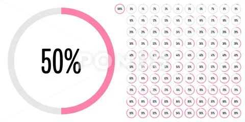 Set of circle percentage diagrams from 0 to 100 Stock Illustration