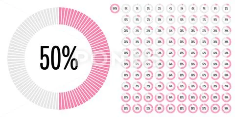 Set of circle percentage diagrams from 0 to 100 Stock Illustration
