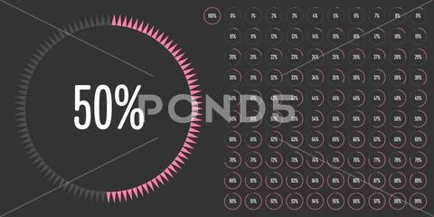 Set of circle percentage diagrams from 0 to 100 Stock Illustration
