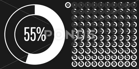 Set of circle percentage diagrams from 0 to 100 Stock Illustration