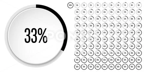 Set of circle percentage diagrams from 0 to 100 Stock Illustration