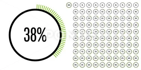 Set of circle percentage diagrams from 0 to 100 Stock Illustration