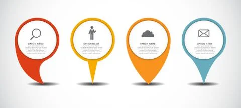 Set of Circle Pointers Infographic Business Element. Vector Illu 스톡 일러스트