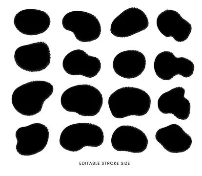 Set of circle random organic blob shapes set collection with grunge style o.. Stock Illustration