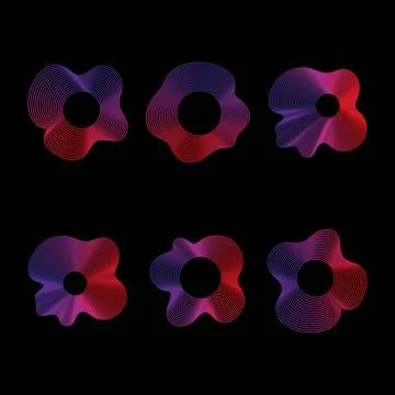 Set Circle of sound waves. Neon round music sound wave for equalizer. Radial Stock Illustration