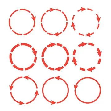Set of circle vector arrows. Reload and rotation loop sign. Stock Illustration
