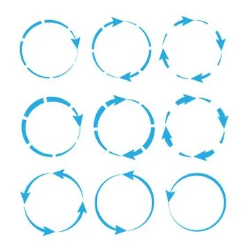Set of circle vector arrows. Reload and rotation loop sign. Stock Illustration