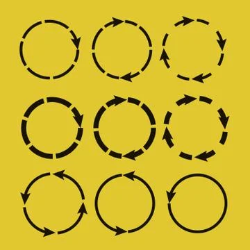 Set of circle vector arrows. Reload and rotation loop sign. Stock Illustration