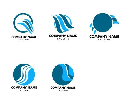 Set of Circle Wave Logo Design Vector Template Stock Illustration