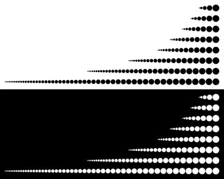 Set of circles from big to small in horizontal lines Stock Illustration
