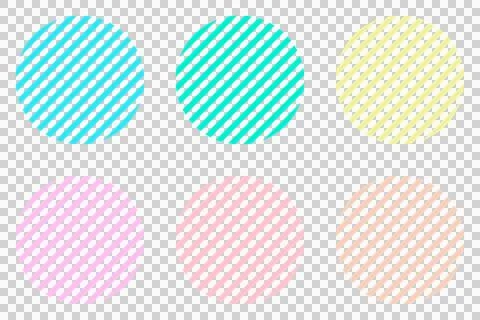 A set of circles with diagonal stripes in various colors Illustrazione stock
