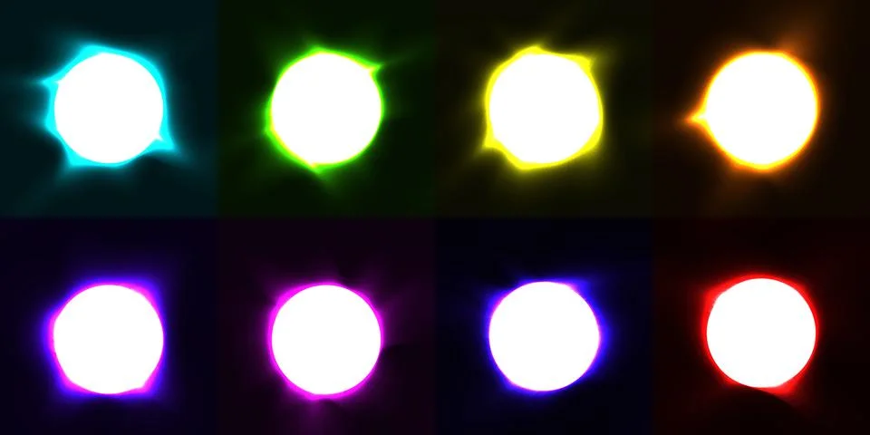 Set of circles elements light effect on dark background Stock Illustration