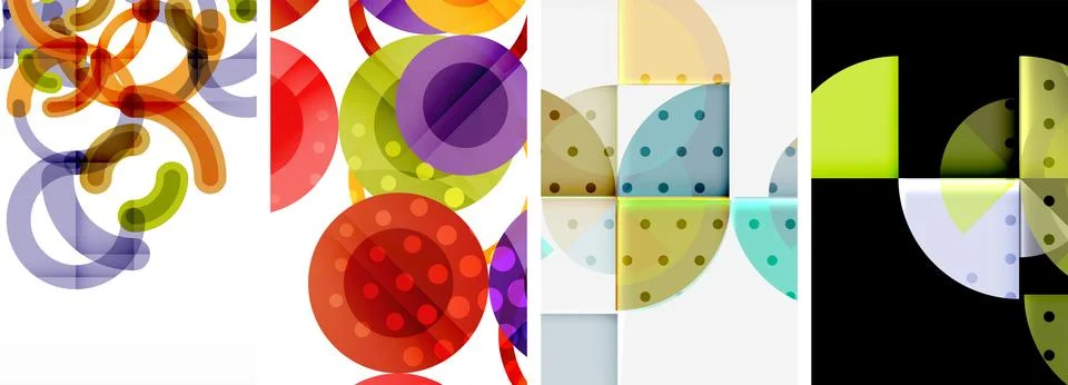 Set of circles geometric abstract posters. Abstract backgrounds for wallpaper Stock Illustration