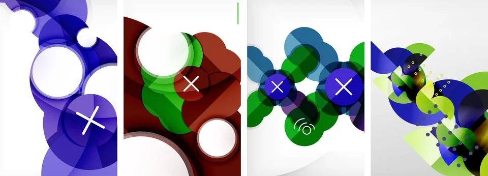 Set of circles geometric abstract posters. Abstract backgrounds for wallpaper Stock Illustration